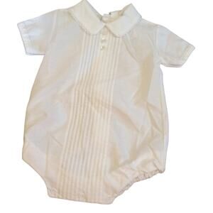 Vintage collared pintuck pleated baby bodysuit